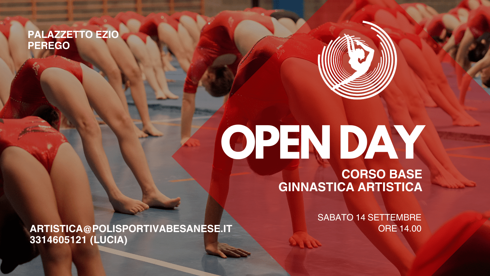 openday ginnastica artistica sabato 14 settembre ore 14